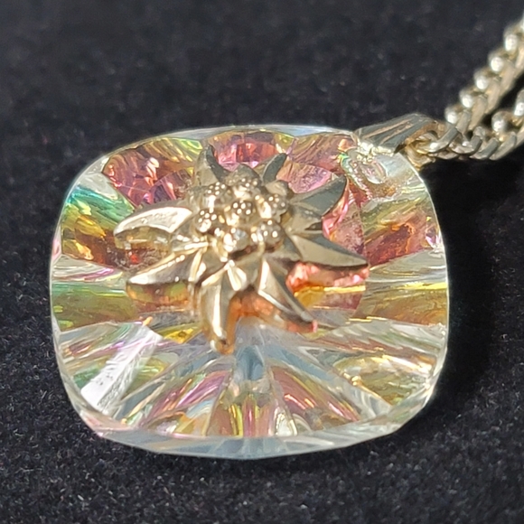 VINTAGE aurora crystal Germany sun necklace rare - Picture 3 of 15